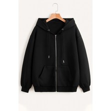 Bellanova Unisex Üç Iplik Fermuarlı Kapüşonlu Sweatshirt – Rahat Kalıp Basic Hoodie Cepli Günlük