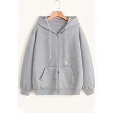 Bellanova Unisex Üç Iplik Fermuarlı Kapüşonlu Sweatshirt – Rahat Kalıp Basic Hoodie Cepli Günlük