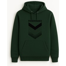 Bellanova Kapüşonlu Kanguru Cepli Oversize Sweatshirt Ön Perseverance Yazılı Geometrik Baskılı Günlük
