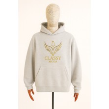 Bellanova Unisex Kapüşonlu Sweatshirt - Classy Moda Logo - 3 Iplik Şardonlu - Rahat Günlük Spor Stil