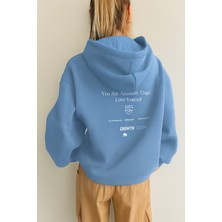 Bellanova Kadın Kapüşonlu 3 Iplik Sweatshirt Yazılı Sırt Baskılı Oversize Rahat Şık Günlük Stil