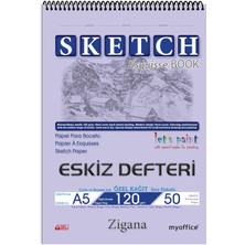 Hype Store Zigana A5 Spiralli Eskiz Defteri – 50 Yaprak, 120 gr Çizim Bloknotu, Sanat Defteri