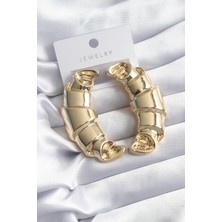 Clariss Pirinç Gold Renk Kruvasan Model Kadın Küpe