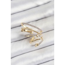 Clariss Pirinç Zirkon Taşlı Sıkıştırma Sağ Kıkırdak Gold Renk Kadın Küpe