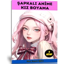 Enine Boyuna Eğitim Şapkalı Anime Kız Boyama Kitap Seti (2 Kitap)