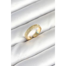 Clariss Gold Renk Şerit Zirkon Taşlı Kadın Yüzük