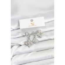 Clariss Pirinç Gümüş Renk Yonca Model Ysx Trio Küpe Seti