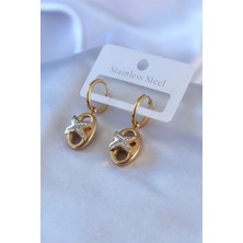 Clariss 316L Çelik Gold Renk Zirkon Taş Detay Kadın Küpe