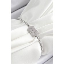 Zemira Home Pirinç Zirkon Taşlı Kutup Yıldızı Model Gümüş Renk Asansörlü Kadın Bileklik