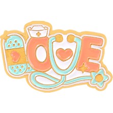 Prof Love Yazılı Steteskop Şeklinde Medikal Broş P0705