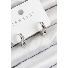 Clariss Pirinç Zirkon Taşlı Halka Model Gümüş Renk Kadın Küpe