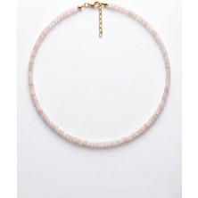 Pembe Kuvars Doğal Taş Kolye