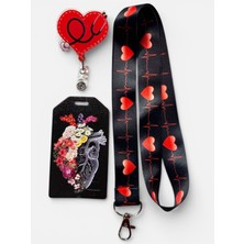 Kalp-Ekg-Kardiyoloji Boyun Askısı Yoyo ve Dik Kartlık Set