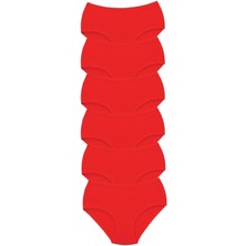 Çamaşır Kenti 6 Adet Tutku Kadın Yüksek Bel Bato Kalın Lastik Külot Kırmızı