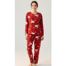 Karsel Premium Süet Dokulu Ayıcık Desenli Pijama Takım