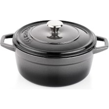 Schafer Guss Chef Döküm Derin Tencere 20CM-2 Parça-Gri