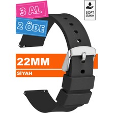Trendburada 18MM-20MM-22MM-24MM Siyah Renk Soft Silikon Saat Kordonu Kayışı A72 SIYAH