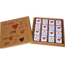 A&A Sevgi Aşk Temalı Baskılı Kraft Kutuda 32 Adet Sargılı Madlen Çikolata