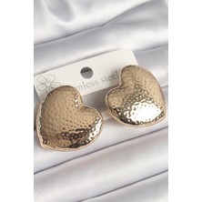 Zemira Home Pirinç Gold Renk Işlemeli Kalp Model Kadın Küpe