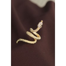 Clariss Ayarlanabilir Gold Renk Zirkon Taşlı Yılan Yüzük