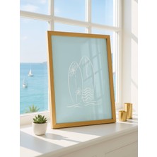 Fuart.Co Sörf Çizgisi Mavi Dijital Baskı Poster (Çerçevesiz)Sea World Poster Serisi Sefu