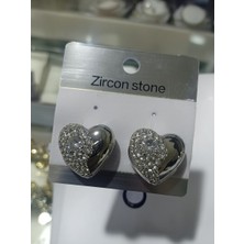 Jade'm Gold Paslanmaz Çelik Zirkon Taşlı Kaplı Silver Renkli Küpe