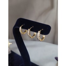 Jade'm Gold Paslanmaz Çelik Zirkon Taşlı Gold Küpeler