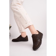 Tarçın Ayakkabı Hakiki Deri Kahverengi Kadın Anatomik Deri Casual Ayakkabı TRC179-0003