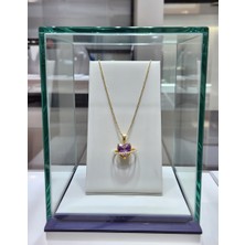 Jade'm Gold Çelik Pembe Taşlı Kalpli Kolye