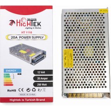 12V 20A Metal Kasa Güç Kaynağı – Adaptör IP20 240W Trafo Adaptör – LED / Cctv / Elektronik