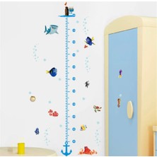 Merty Avm Çocuk Boy Ölçer Sticker Çocuk Odası Duvar Süsü Okyanustaki Balıklar
