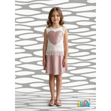 Püsküllü Penye Sıfır Kol Tişört Parlak Etekli Kız Çocuk Takım