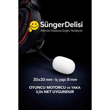 1 Adet Sünger Delisi Beyaz Oyuncu Kulaklık Mikrofon Süngeri Rüzgar ve Gürültü Önleyici