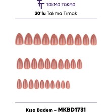 Takma Takma MKBD1731 Kısa Badem Standart Beden 30'lu Tekrar Kullanılabilir Protez Takma Tırnak