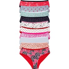 Çamaşır Kenti Pamuklu Geniş Kenarlı Likralı Desenli Bato Kadın Külot 10'lu Paket