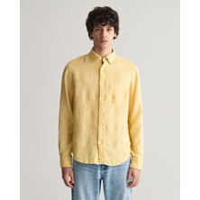 Gant Erkek Sarı Regular Fit Düğmeli Yaka Keten Gömlek 3240120.726