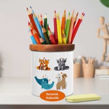 Asilmeydan Sevgililer Günü Çiftleri Ahşaplı Seramik Kalemlik -2147751673