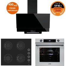 Ferre ve Afm Tech Markalı Age 8 Prog. Turbolu Siyah-Beyaz  Ankastre Set (CS205-FA + FM7701+FM3250)