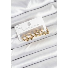 Zemira Home 316L Çelik Gold Renk Kadın Küpe Seti