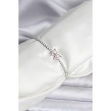 Zemira Home Kelebek Model Zirkon Taşlı Gümüş Renk Pirinç Su Yolu Kadın Bileklik