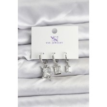 Zemira Home Gümüş Renk Zirkon Taşlı Kadın Küpe