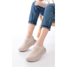 Sibel Gürel DM-707  Bej Fileli Faillant Taban Taş Aksesuarlı Günlük Spor Ayakkabı