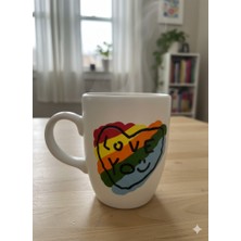 Palto Tasarım Love You Krem Oval Kupa - Hediyelik Kupa Fincan Mug