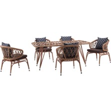 Luce Garden Salvya Bahçe Masa Takımı 145 x 85 cm Masa + 6 Tekli Sandalye