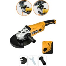 Power Black Ekstra Güçlü Metal Şanzıman 2200 W 230 mm Büyük Sipiral Taşlama ve Kesme Makinası Sarı