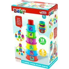 Dede oyuncak 12 Parça Renkli Silindir Kule Bultak 03465
