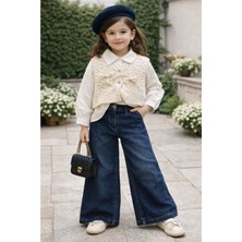 Gültekin Bebe Miss Elitte Örgü Yelekli Taş Detaylı 3 Lü Takım 6-9 YAŞ-1027970 - Krem