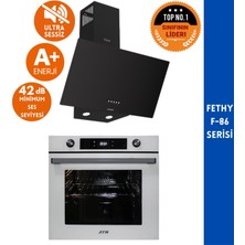 Ferre ve Afm Tech Markalı Fethy- F-86  Sessiz 2'li Siyah- Beyaz Cam Ankastre Set (D086-SA +FM7701)