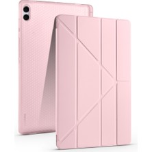 Sionel Galaxy Tab S11 Ultra Kılıf Zore Tri Folding Kalem Bölmeli Standlı Kılıf - Rose Gold