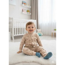Gültekin Bebe Miniworld Erkek 6-24 Aylık Uzay Baskılı Çıtçıtlı Pijama TAKIMI-18836169 - Bej